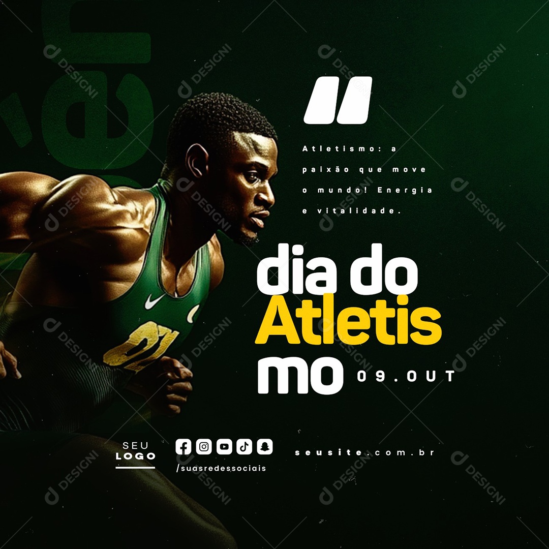 Dia do Atletismo 09 de Outubro A Paixão Que Move o Mundo Social Media PSD Editável