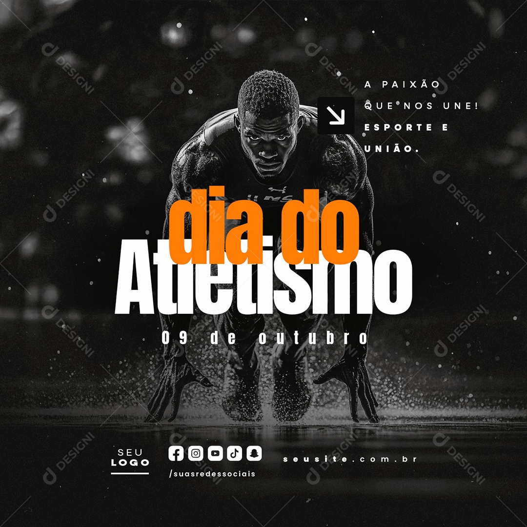 Dia do Atletismo 09 de Outubro A Paixão Que nos Une Social Media PSD Editável