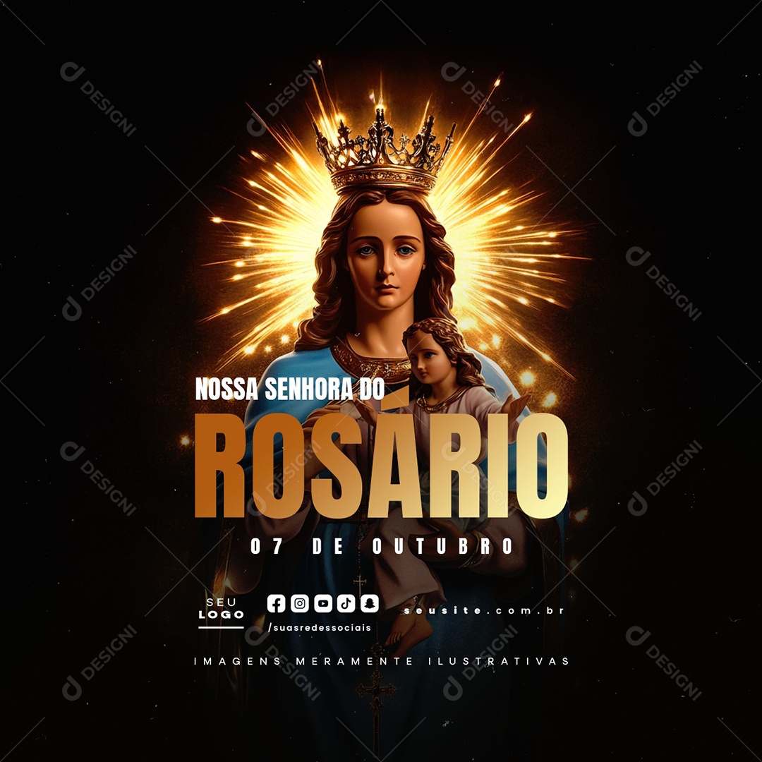 Social Media Dia de Nossa Senhora Rosário 07 de Outubro PSD Editável