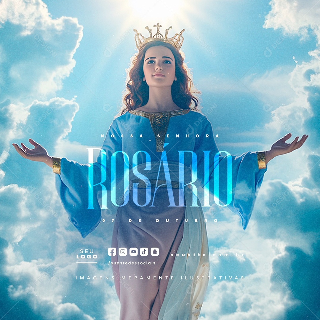 Dia de Nossa Senhora Rosário 07 de Outubro Social Media PSD Editável