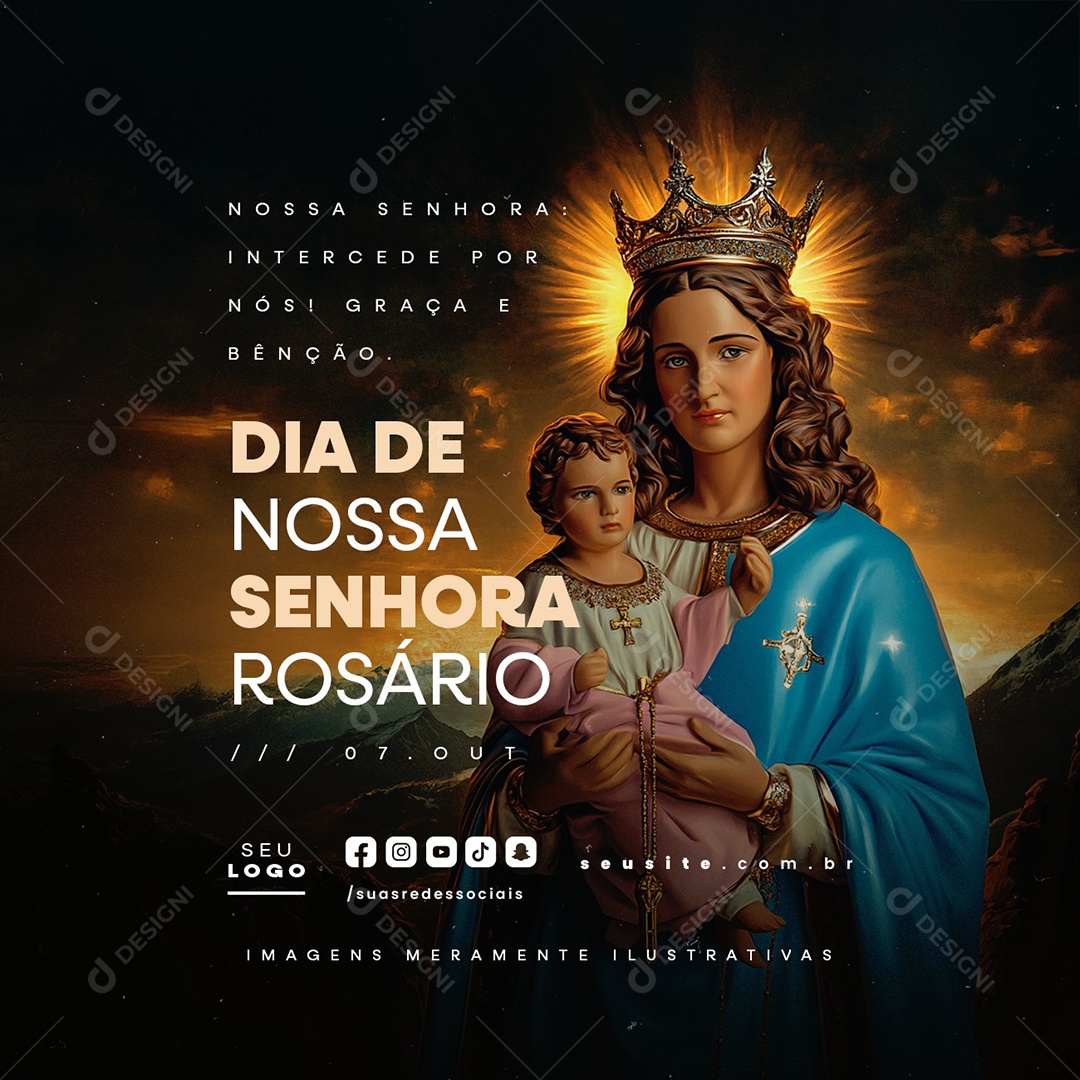 Day of Our Lady Rosary October 07 Social Media PSD Editable
