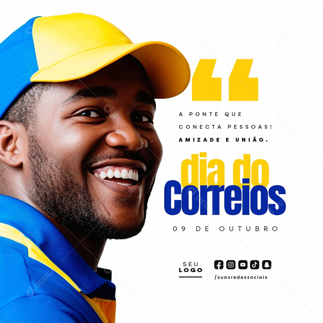 Dia dos Correios 09 de Outubro A Ponte Que Conecta Pessoas Social Media PSD Editável