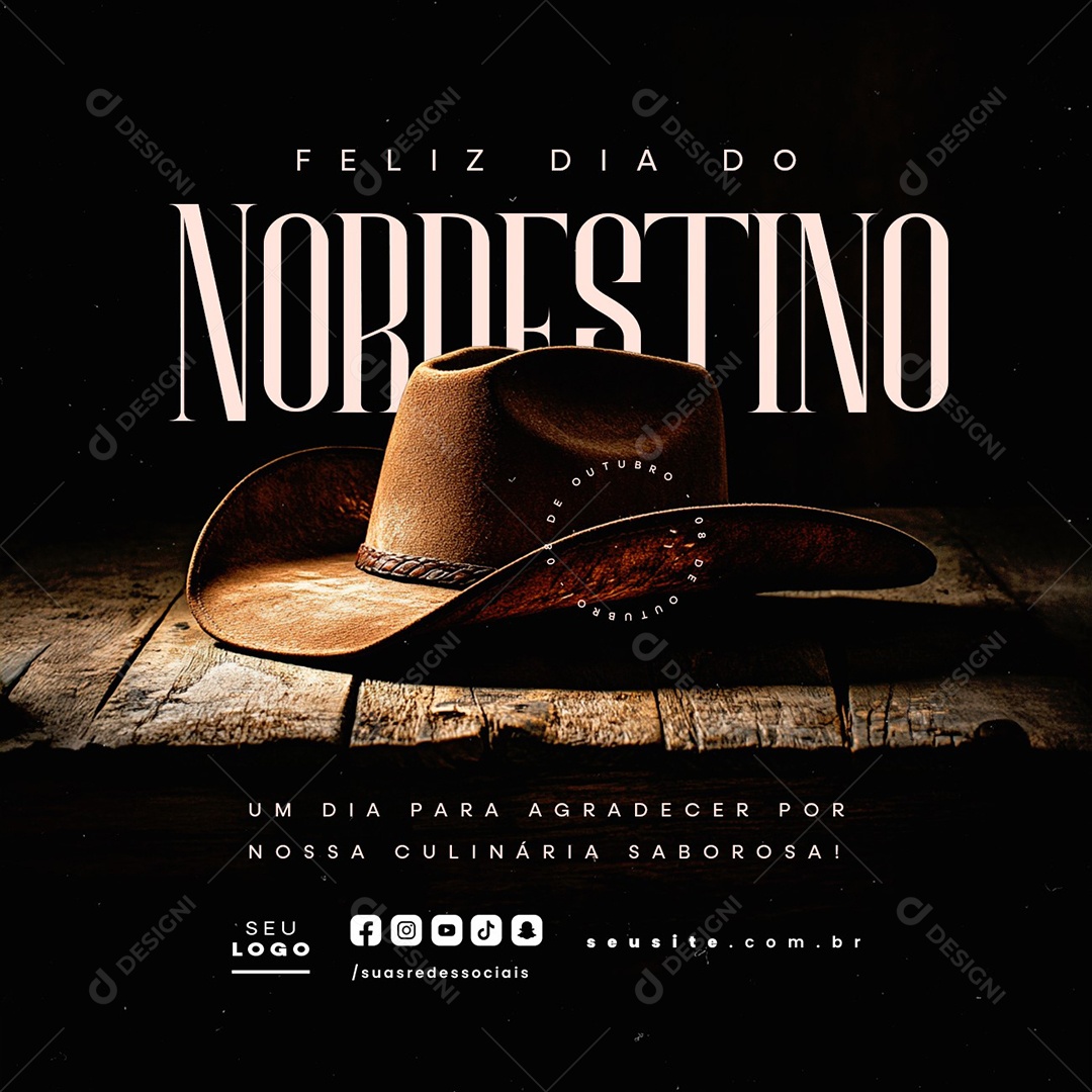 Feliz Dia do Nordestino 08 de Outubro Social Media PSD Editável