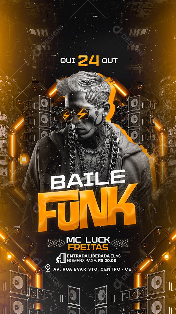Story Flyer Baile Funk Mc Luck Freitas Social Media PSD Editável