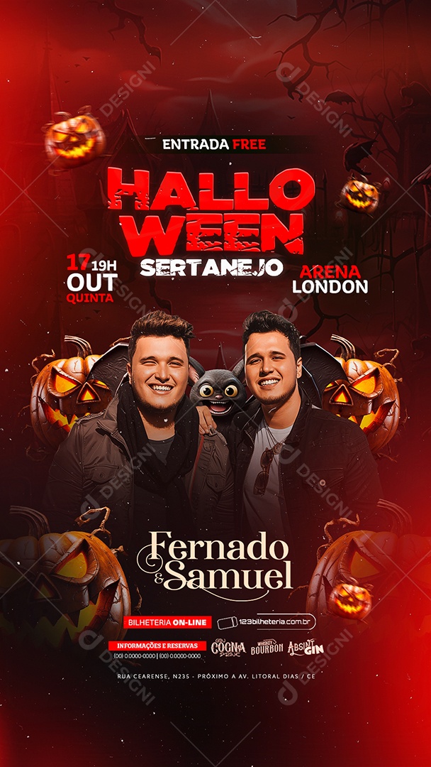 Story Flyer Halloween Sertanejo Fernado e Samuel Social Media PSD Editável