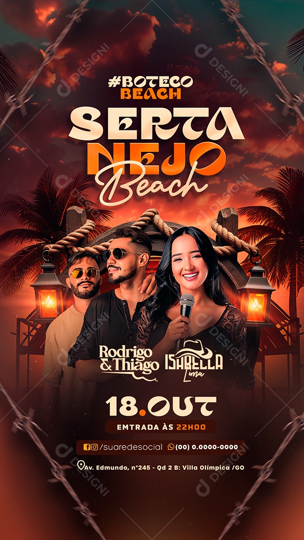 Story Flyer Sertanejo Beach Social Media PSD Editável