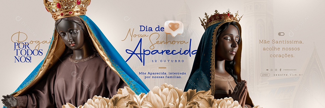 Carrossel Dia de Nossa Senhora de Aparecida 12 de Outubro Rogai Por Todos Social Media PSD Editável