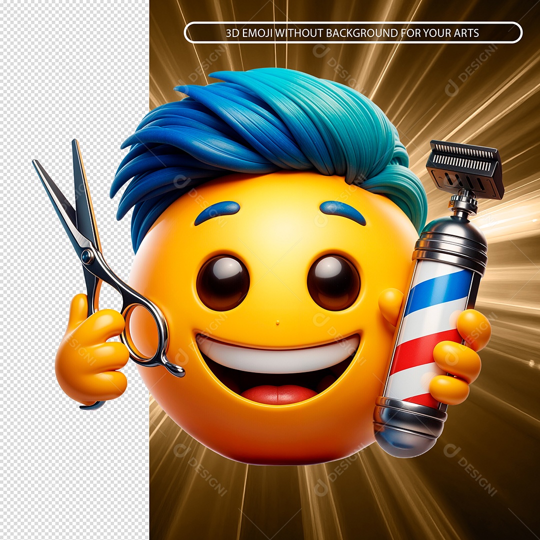 Emoji Barbeiro Sorridente Elemento 3D Para Composição PSD