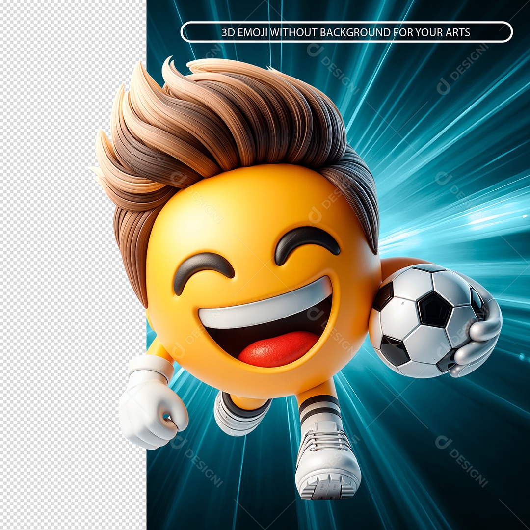 Emoji Jogando Bola Sorridente Elemento 3D Para Composição PSD