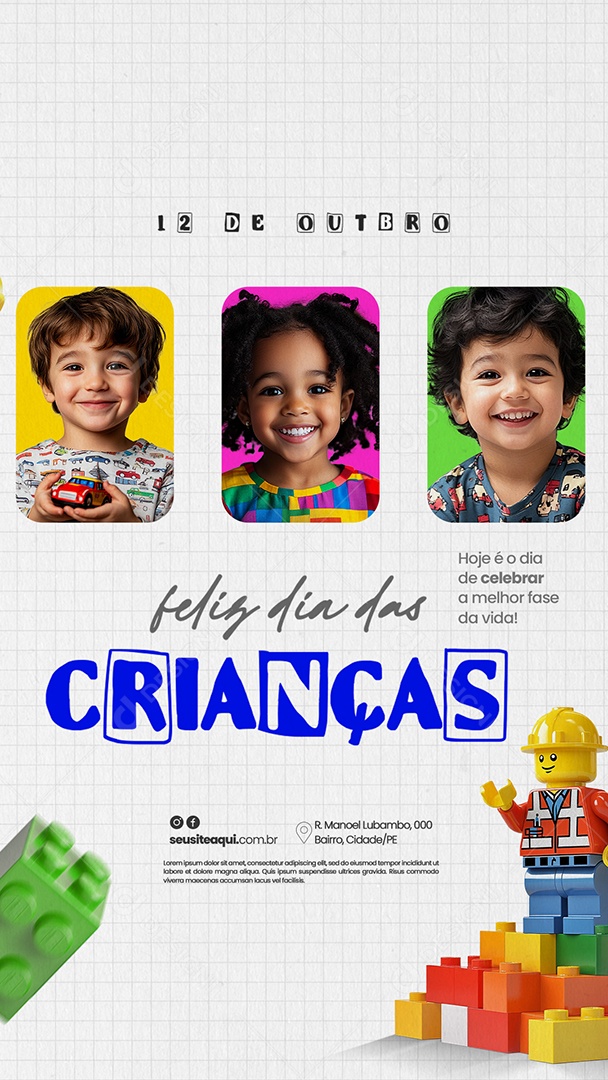Story Feliz Dia das Crianças 12 de Outubro Social Media Editável