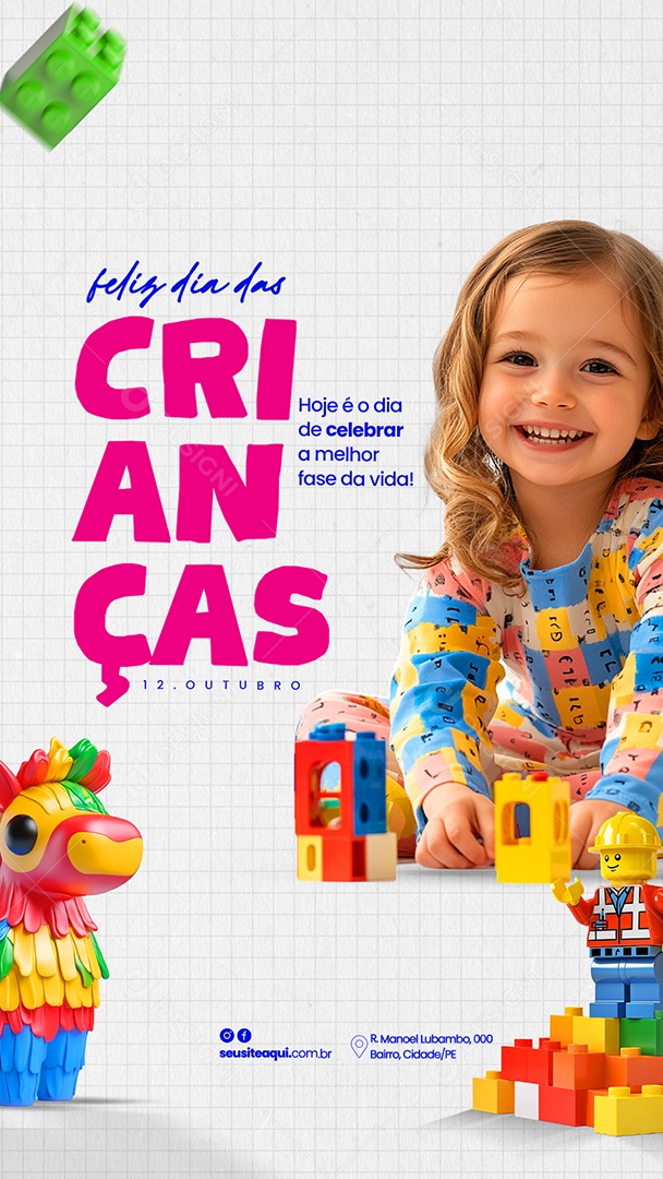Story Feliz Dia das Crianças 12 de Outubro Social Media Editável