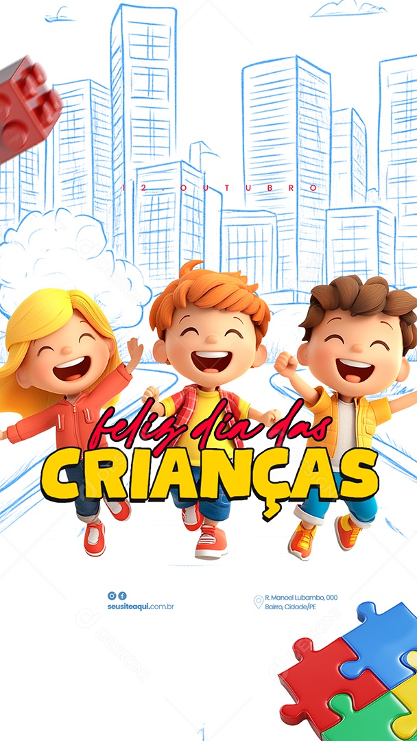 Story Feliz Dia das Crianças 12 de Outubro Social Media Editável