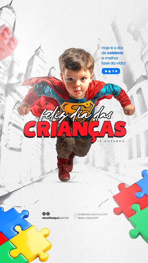 Story Feliz Dia das Crianças 12 de Outubro Social Media Editável