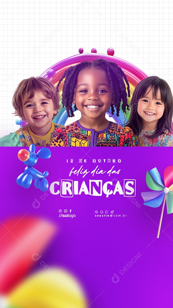 Story Feliz Dia das Crianças 12 de Outubro Social Media Editável