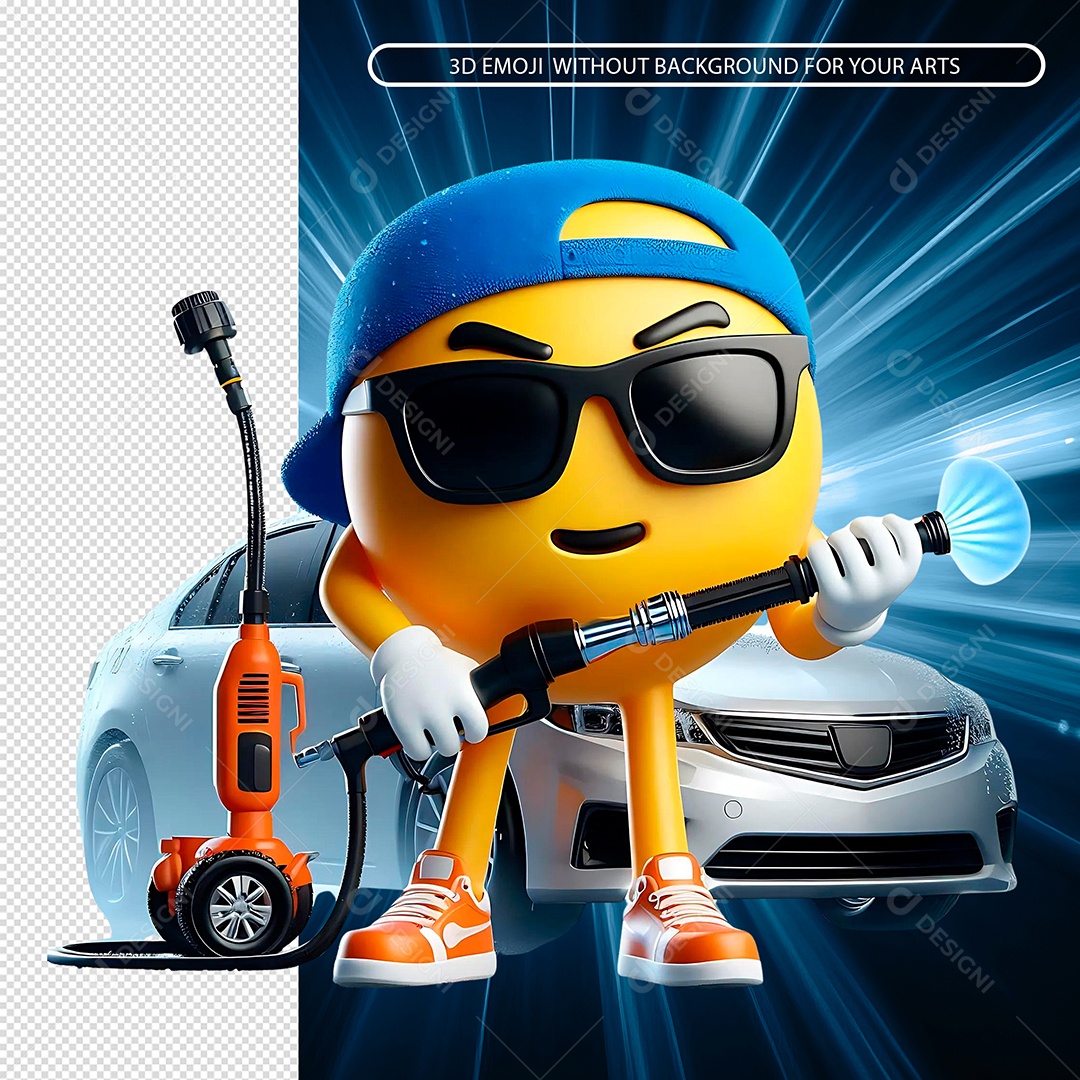 Emoji Lavador De Carro Elemento 3D para Composição PSD.