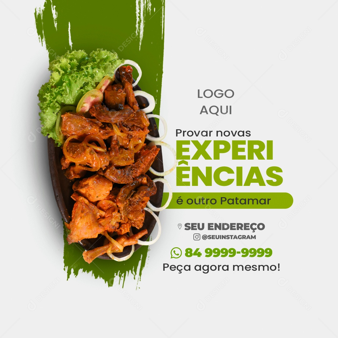 Restaurante Provar Novas Experiências Social Media PSD Editável