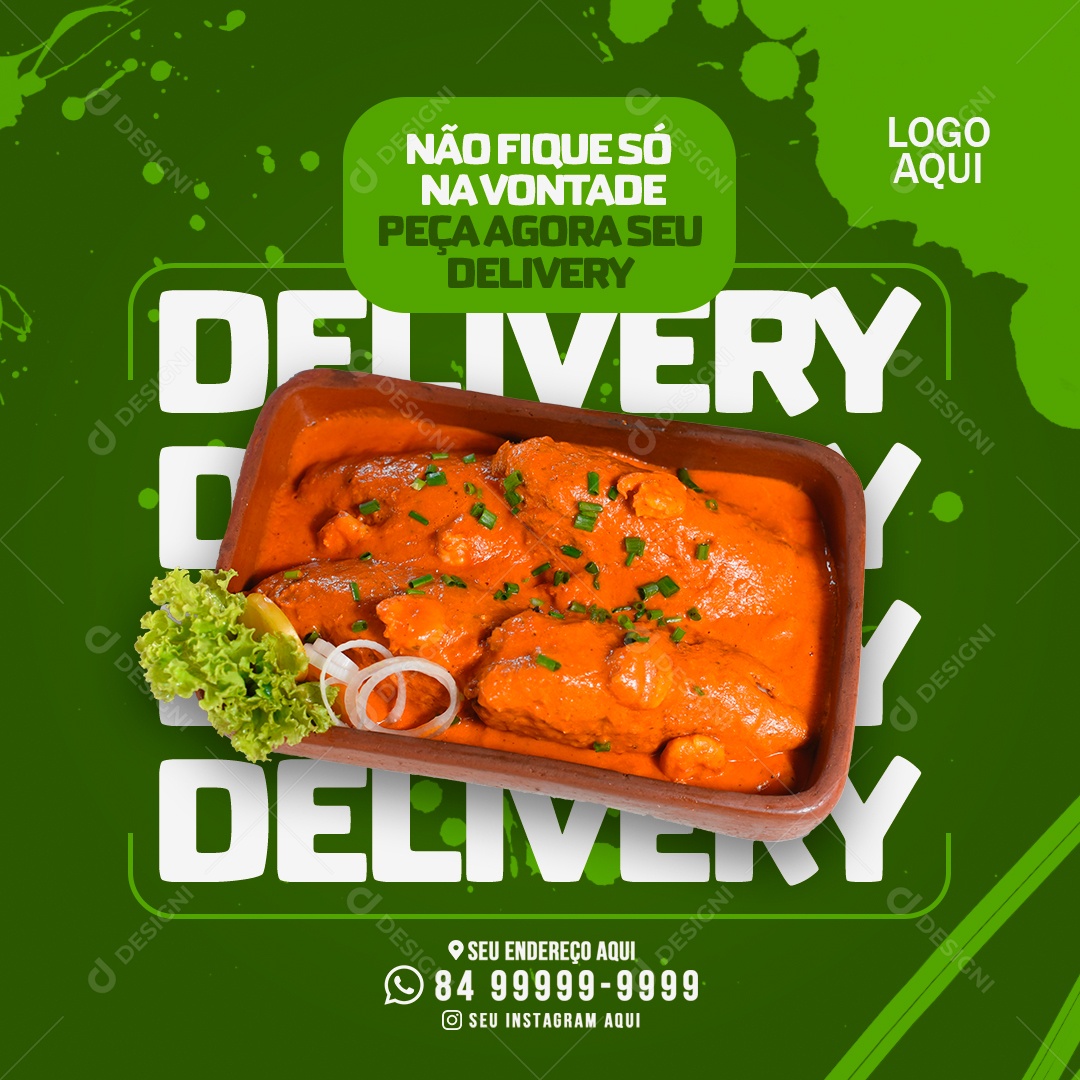 Restaurante Não Fique Só Na Vontade Social Media PSD Editável