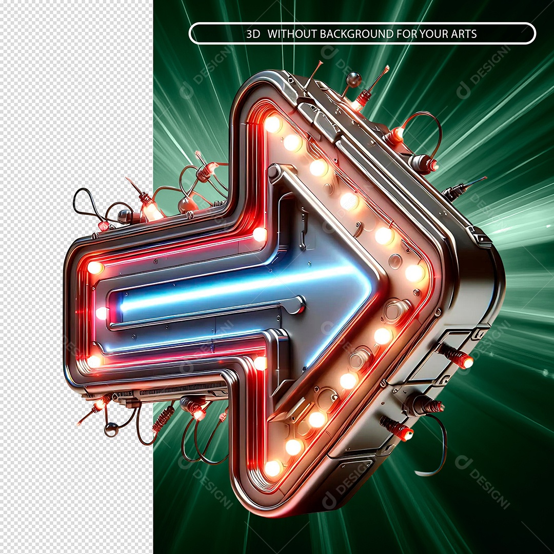 Seta De Aço Com Led Elemento 3D Para Composição PSD