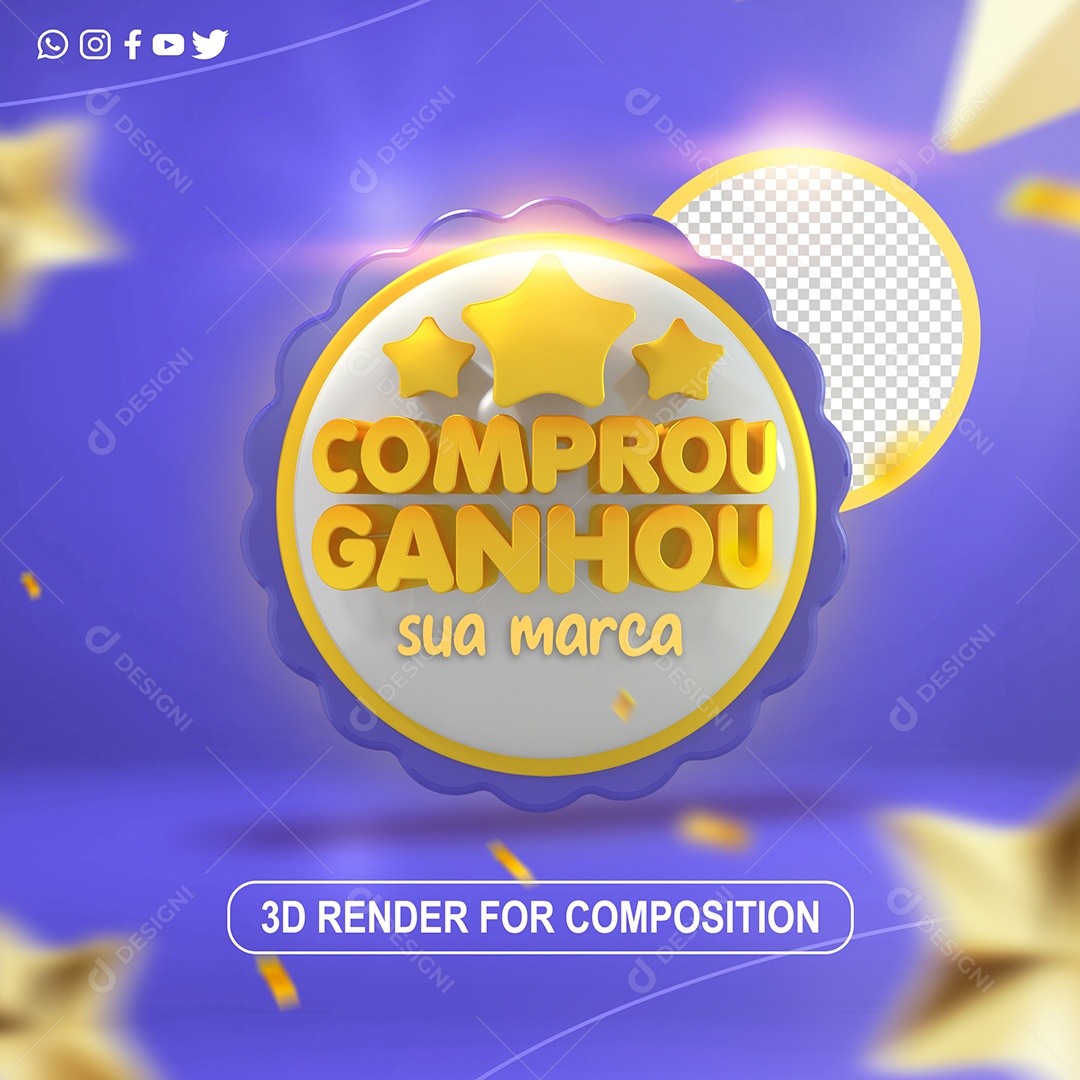 Comprou Won 3D Seal Golden for PSD Composition