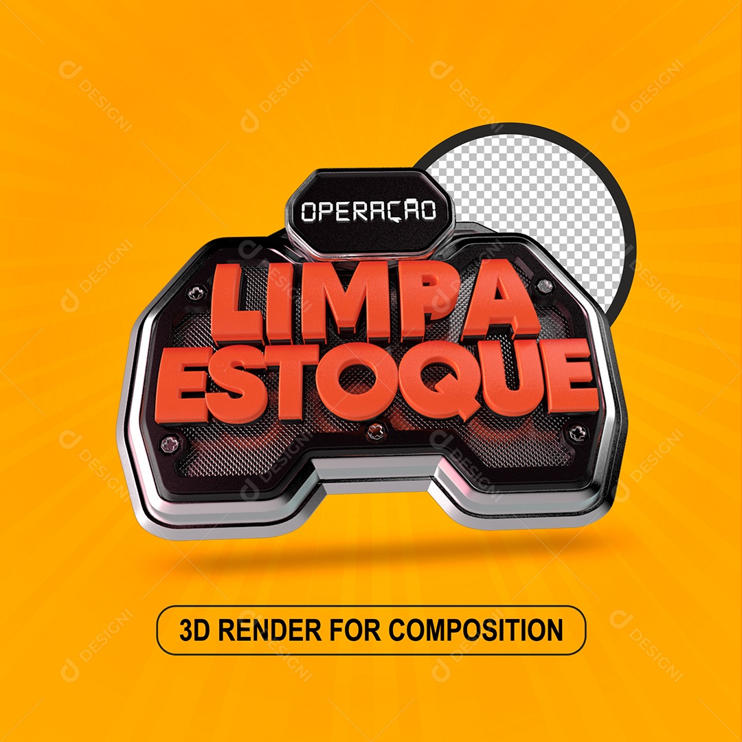 Operação Limpa Estoque Selo 3D Vermelho para Composição PSD