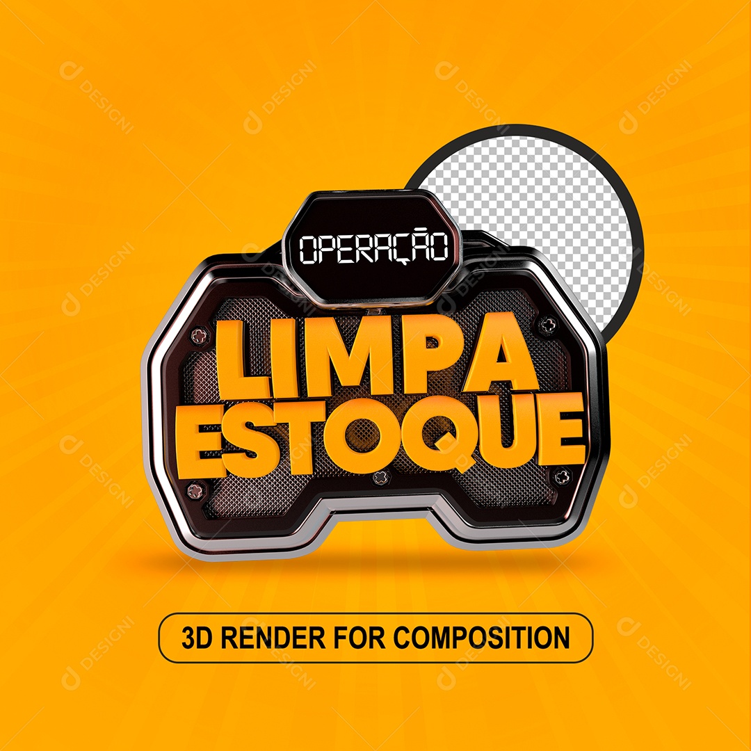 Selo 3D Operação Limpa Estoque Laranja para Composição PSD