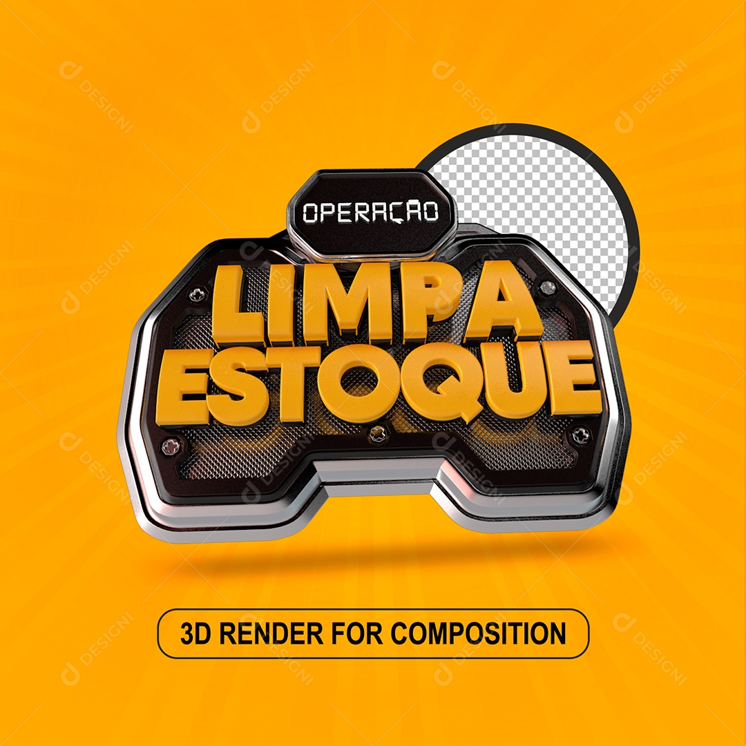 Operação Limpa Estoque Selo 3D Laranja para Composição PSD