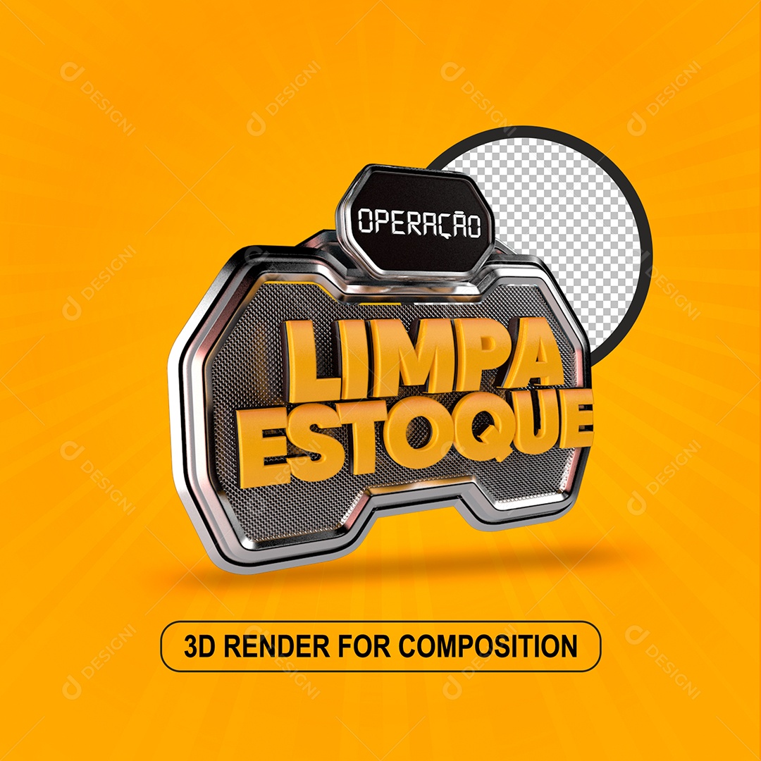 Selo 3D Operação Limpa Estoque Laranja para Composição PSD