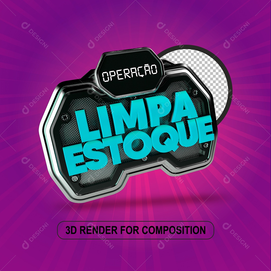 Operação Limpa Estoque Selo 3D Azul para Composição PSD