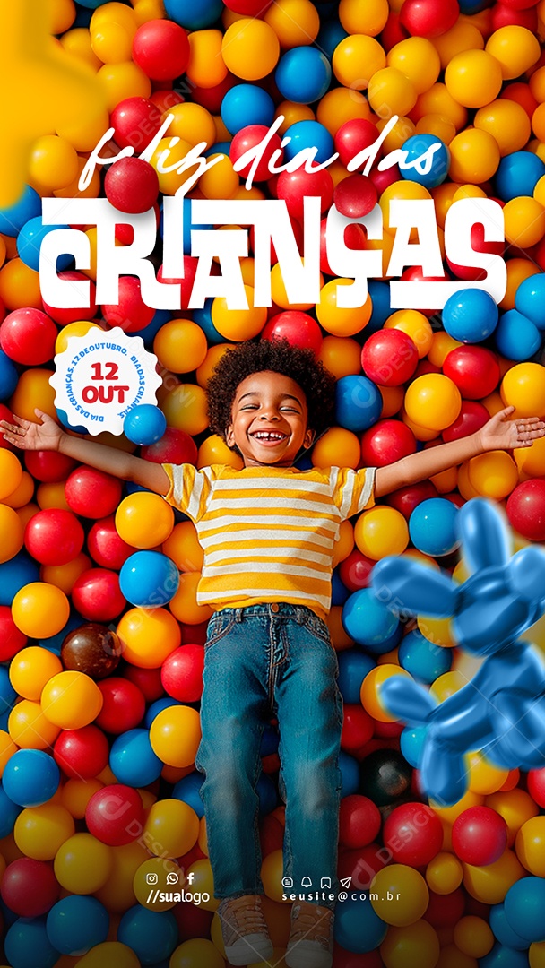 Story Feliz Dia das Crianças 12 de Outubro Social Media Editável