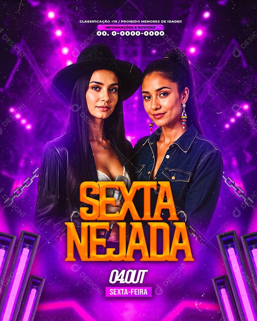 Flyer Sextanejada Social Media PSD Editável
