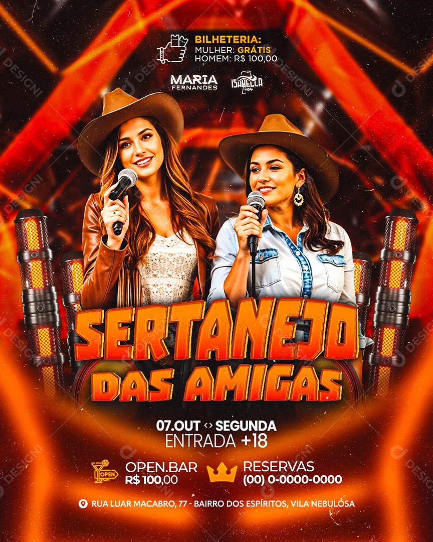 Flyer Sertanejo Das Amigas Social Media PSD Editável