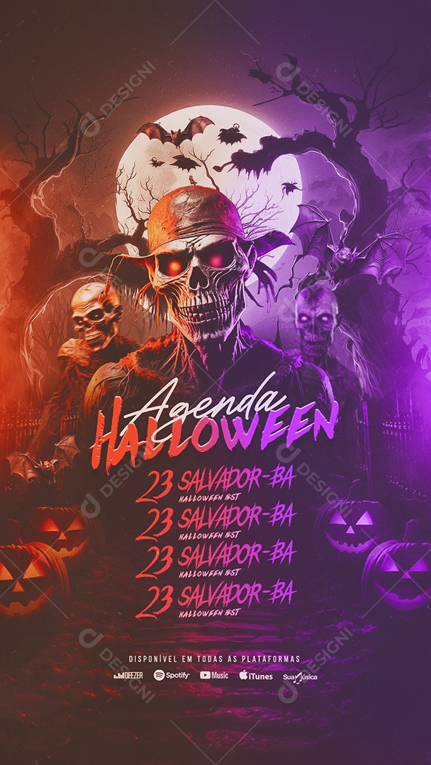 Flyer Agenda Halloween Social Media PSD Editável