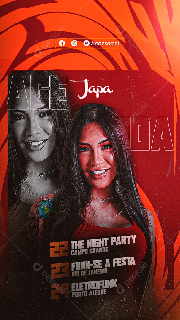 Story Flyer Agenda Japa Social Media PSD Editável