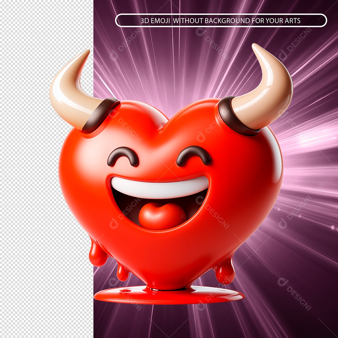 Emoji De Coração Sorrindo Com Chifre Elemento 3D para Composição