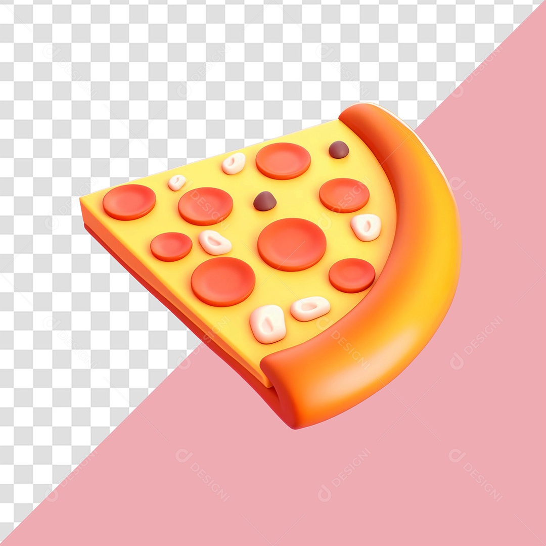 Fatia de Pizza Elemento 3D para Composição PSD