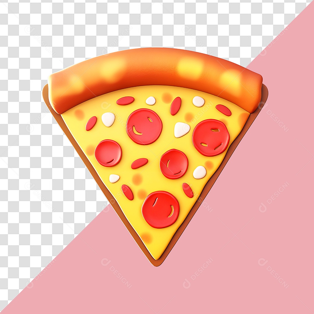 Fatia de Pizza Elemento 3D para Composição PSD