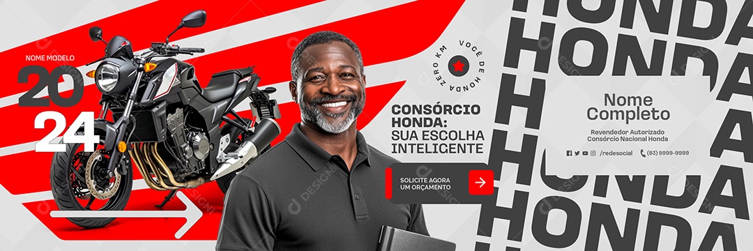 Carrossel Consórcio Honda Sua Escolha Inteligente Social Media PSD Editável