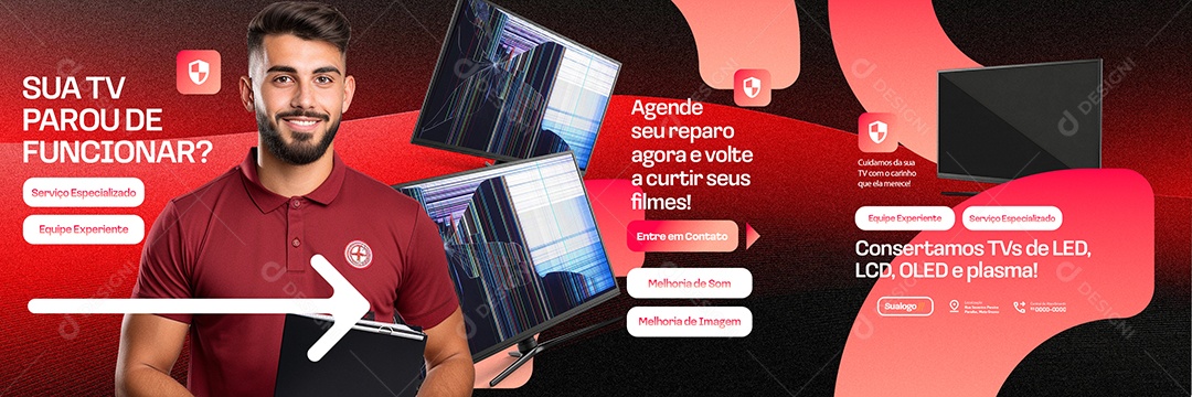 Carrossel Manutenção De Televisão Sua Tv Parou de Funcionar Social Media PSD Editável