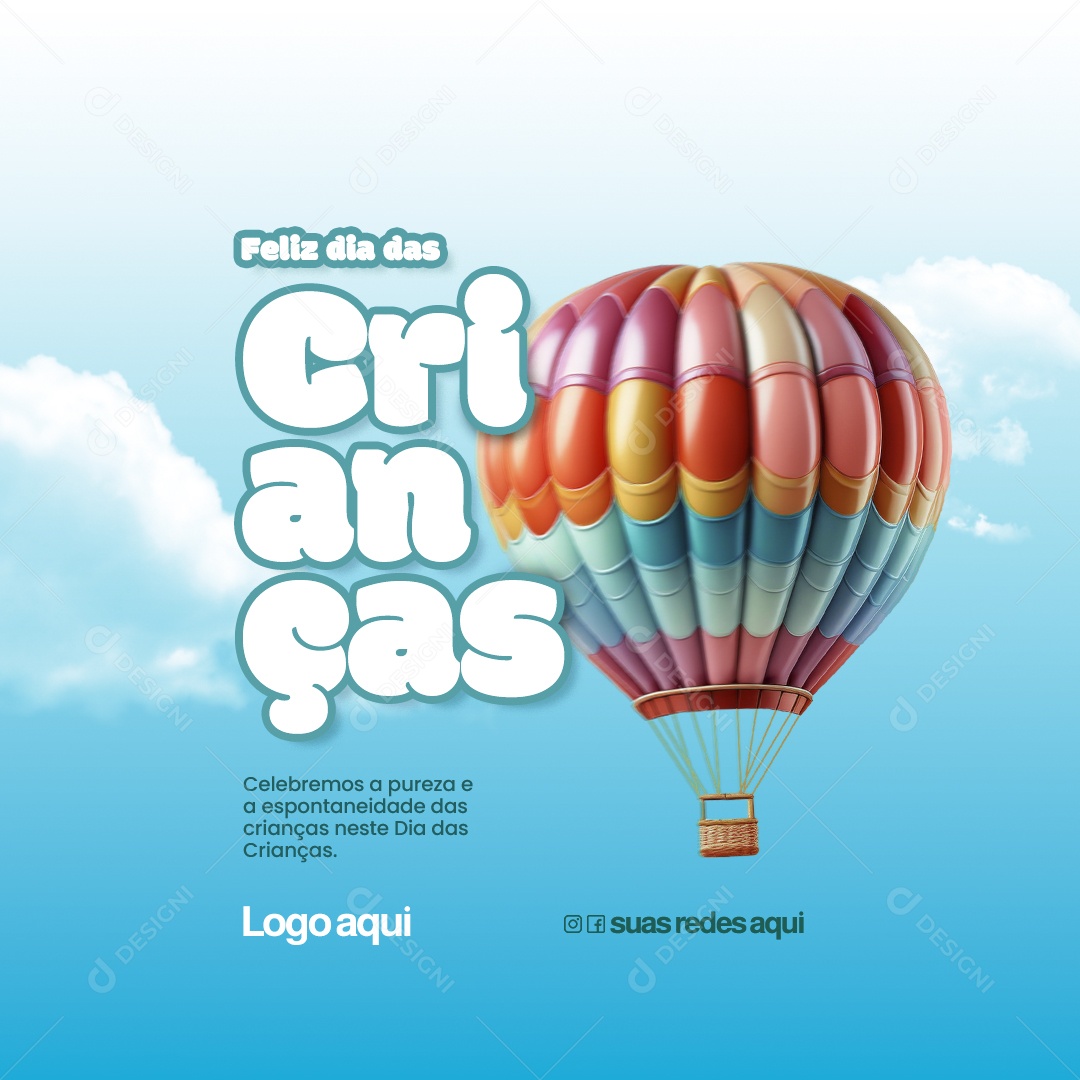 Feliz Dia das Crianças 12 de Outubro Social Media Editável