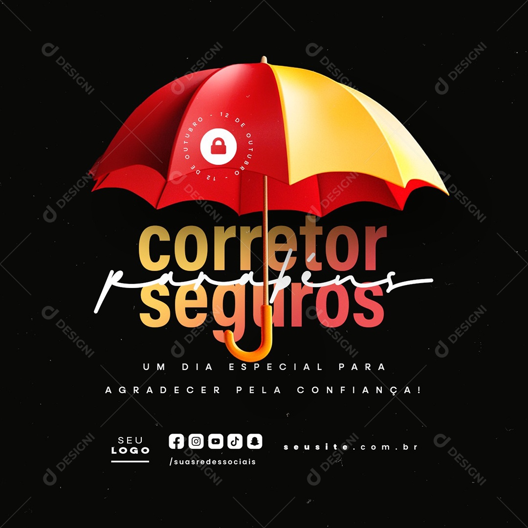 Dia do Corretor de Seguros 12 de Outubro Social Media PSD Editável