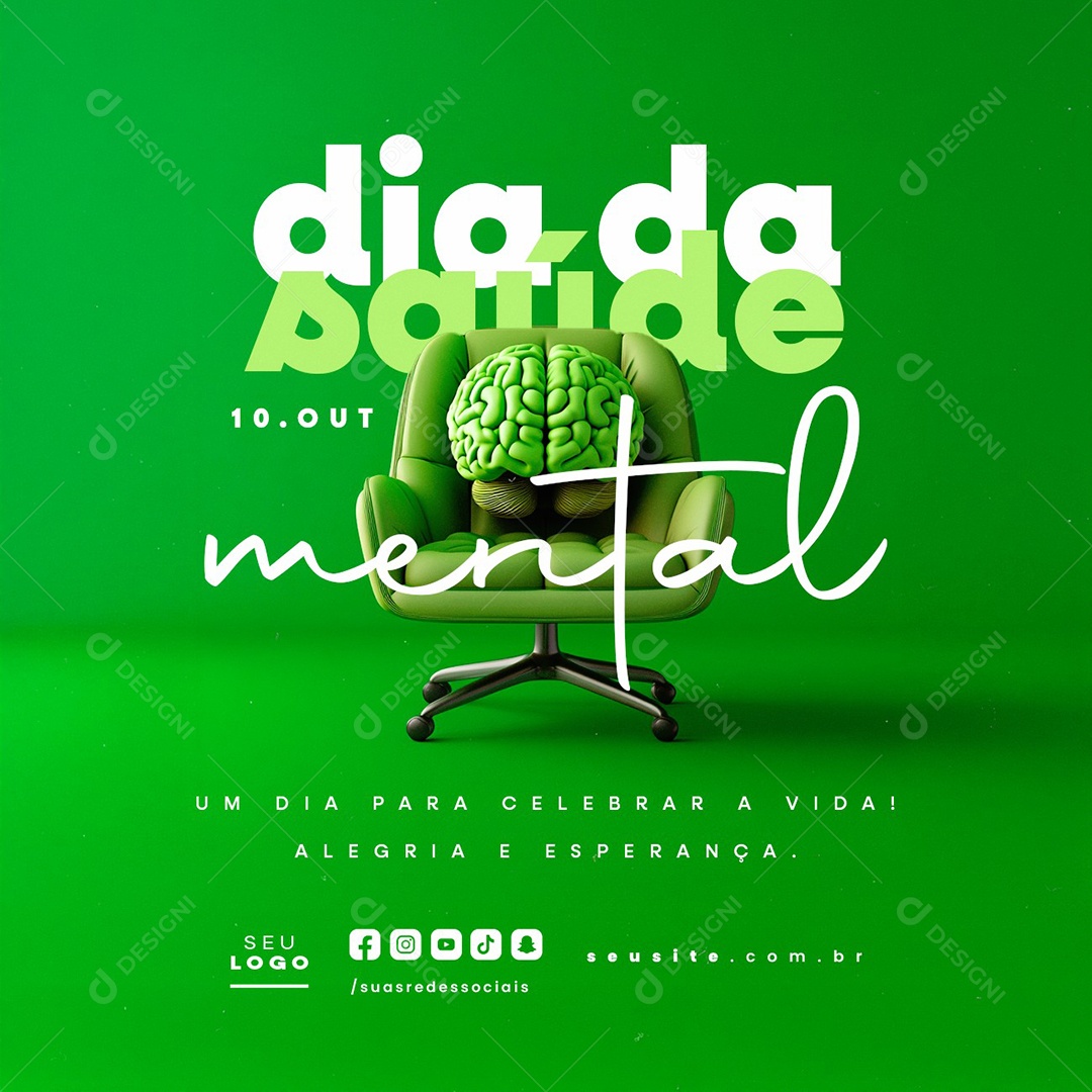 Dia da Saúde Mental 10 de Outubro Um Dia para Celebrar Social Media PSD Editável