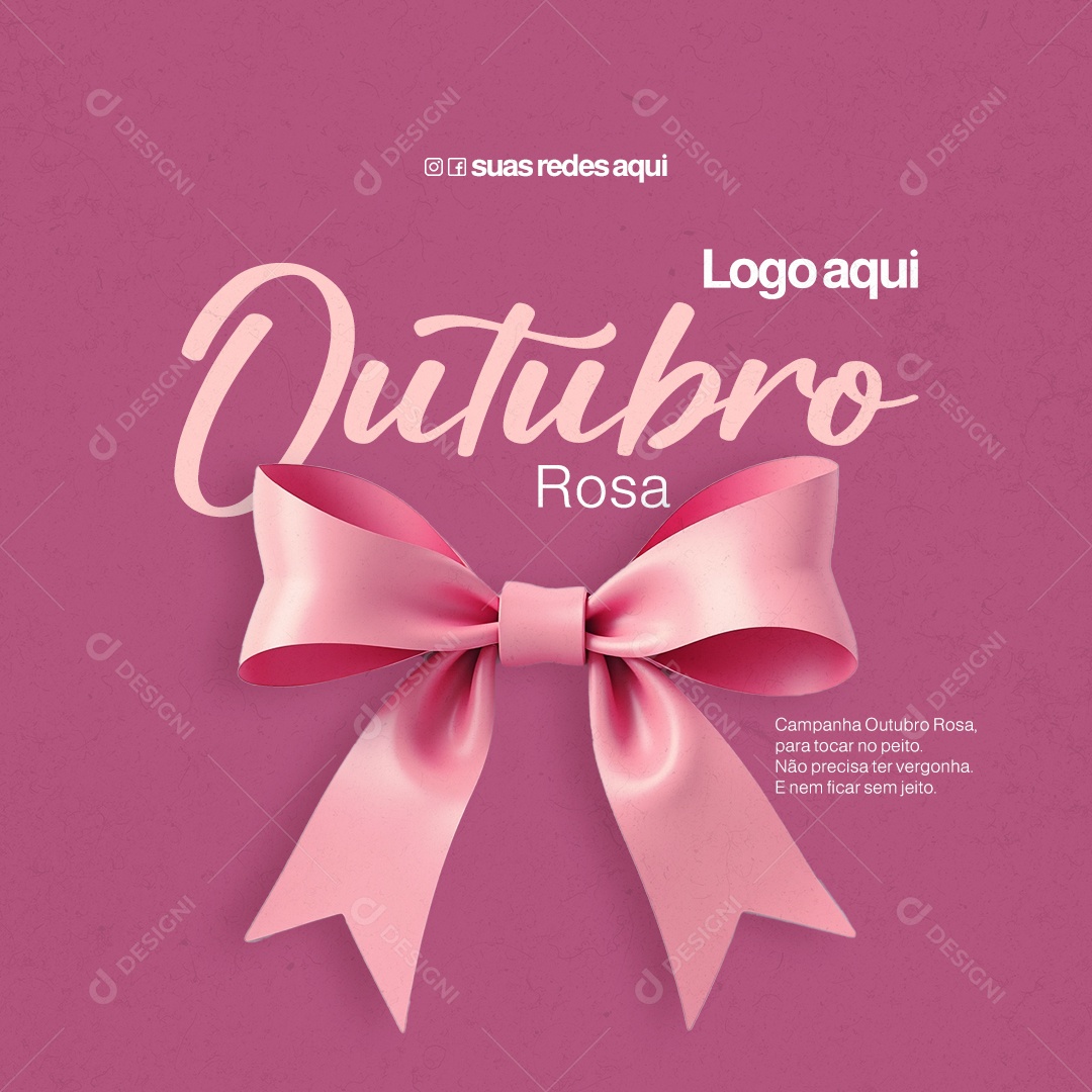 Outubro Rosa Mês de Prevenção ao Câncer de Mama Social Media PSD Editável