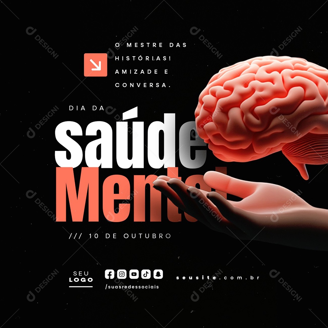 Dia da Saúde Mental 10 de Outubro Social Media PSD Editável