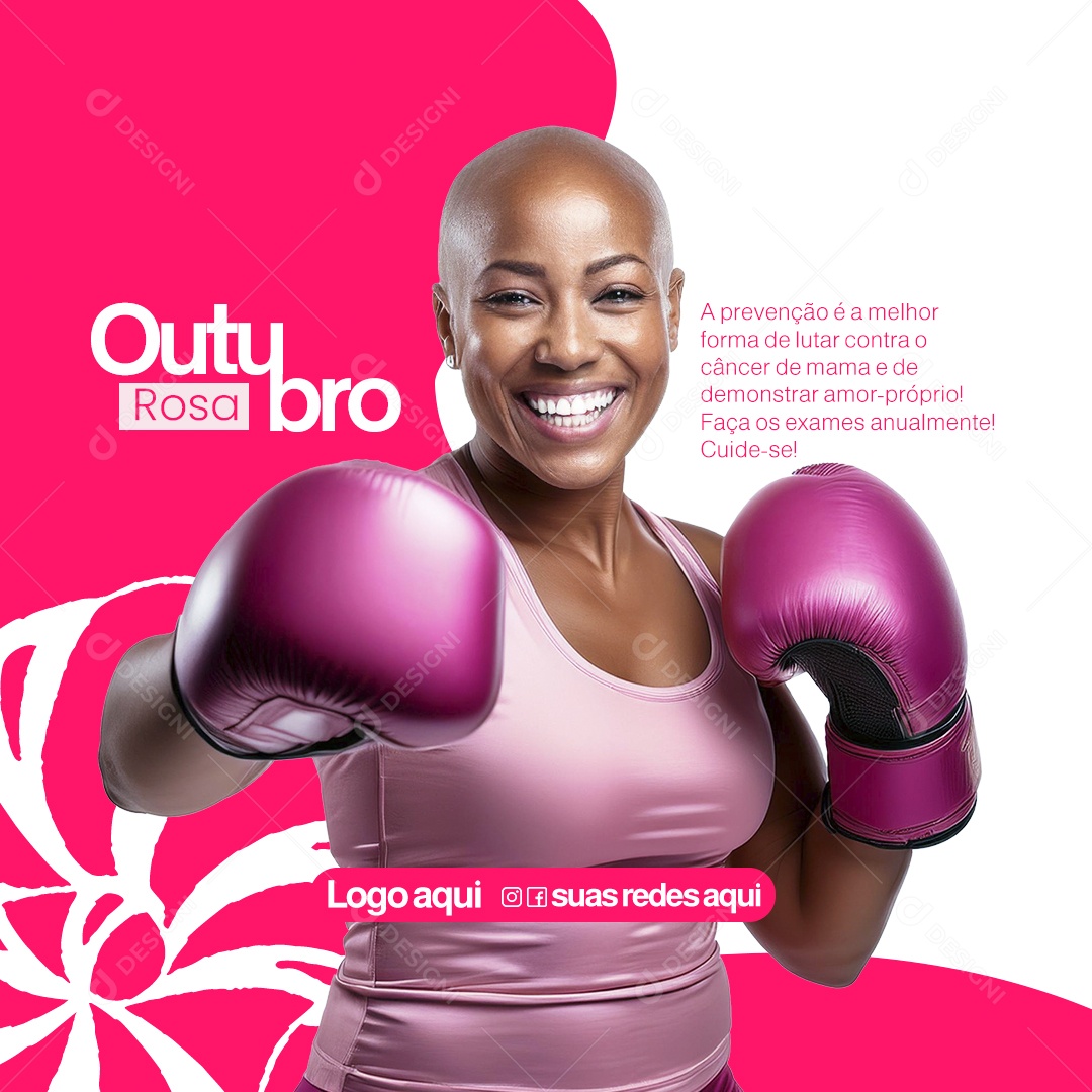 Outubro Rosa Mês de Prevenção ao Câncer de Mama Social Media PSD Editável
