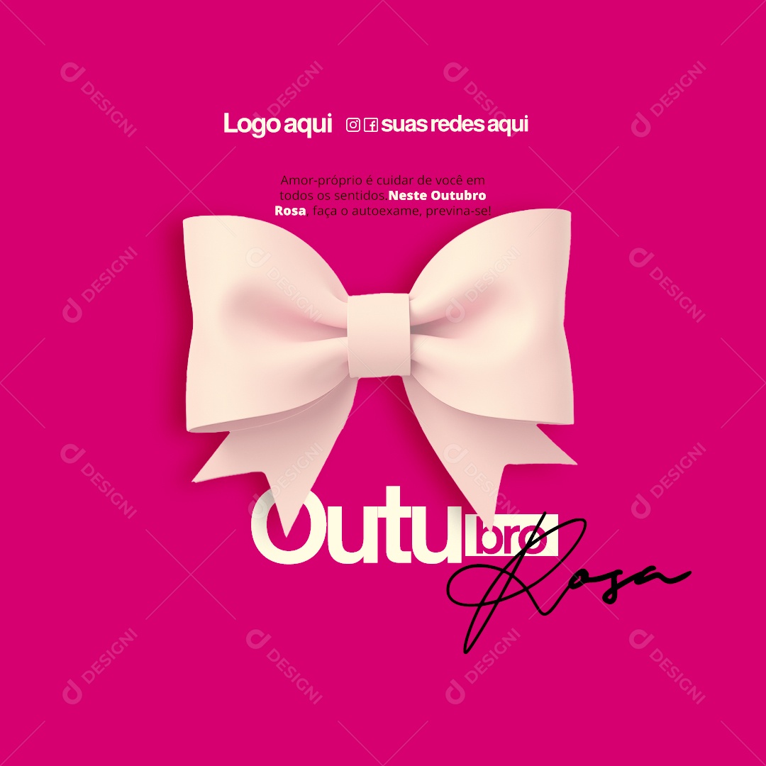 Outubro Rosa Mês de Prevenção ao Câncer de Mama Social Media PSD Editável