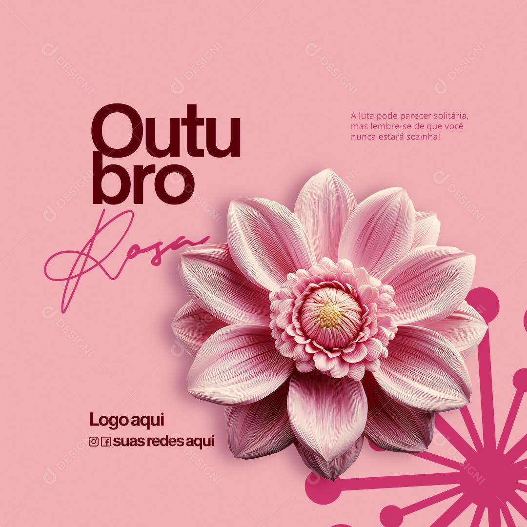 Outubro Rosa Mês de Prevenção ao Câncer de Mama Social Media PSD Editável