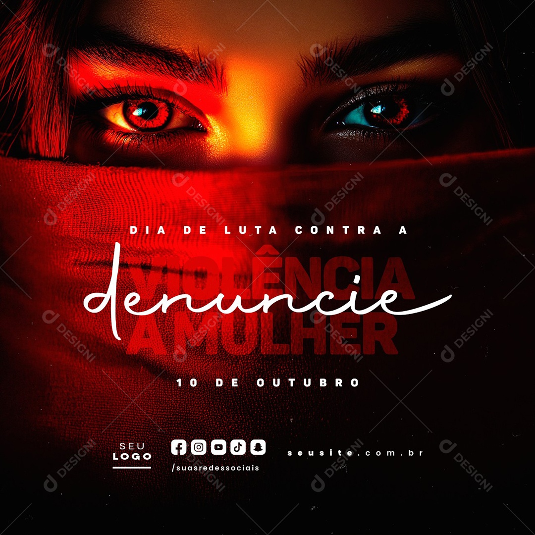 Social Media Dia de Luta Contra a Violência à Mulher 10 de Outubro PSD Editável