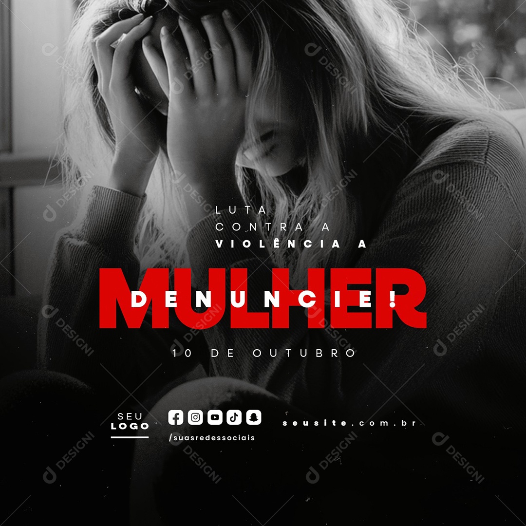 Dia de Luta Contra a Violência à Mulher 10 de Outubro Social Media PSD Editável