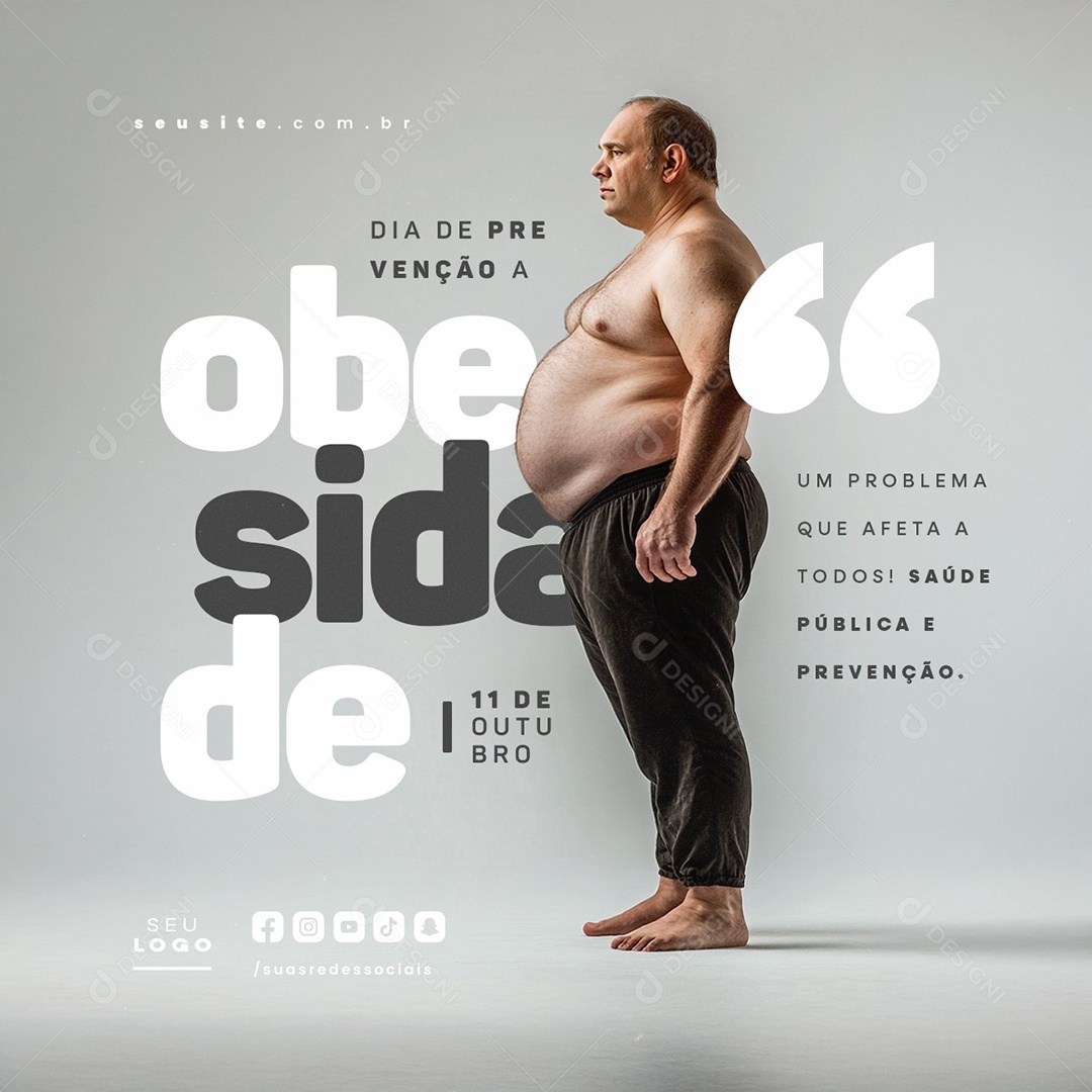 Dia de Prevenção a Obesidade 11 de Outubro Social Media PSD Editável