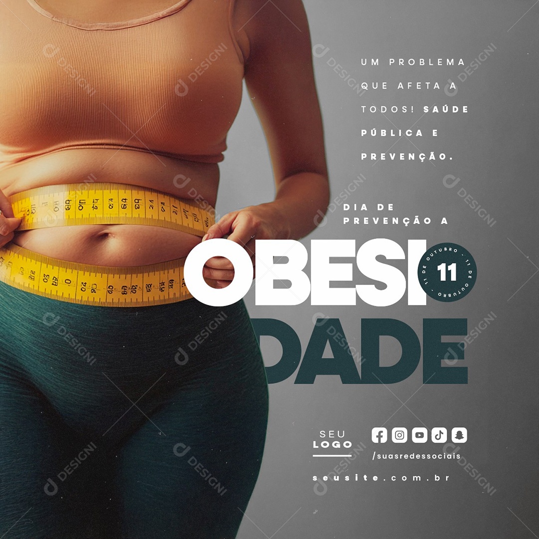 Social Media Dia de Prevenção a Obesidade 11 de Outubro PSD Editável